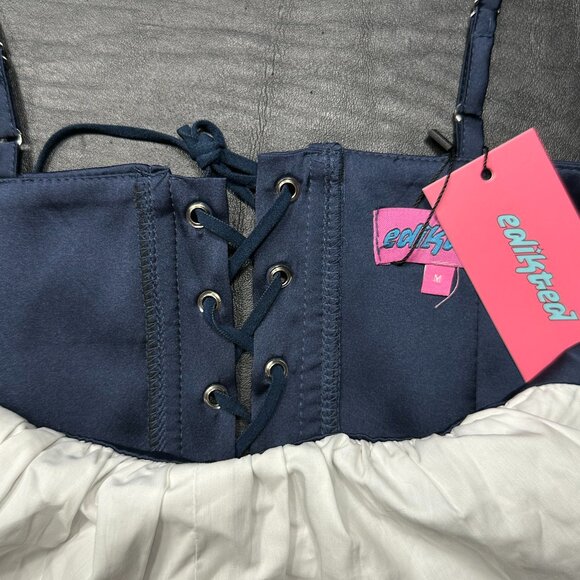 Edikted Arabelle Colorblock Lace Up Satin Corset Top - Picture 3 of 3